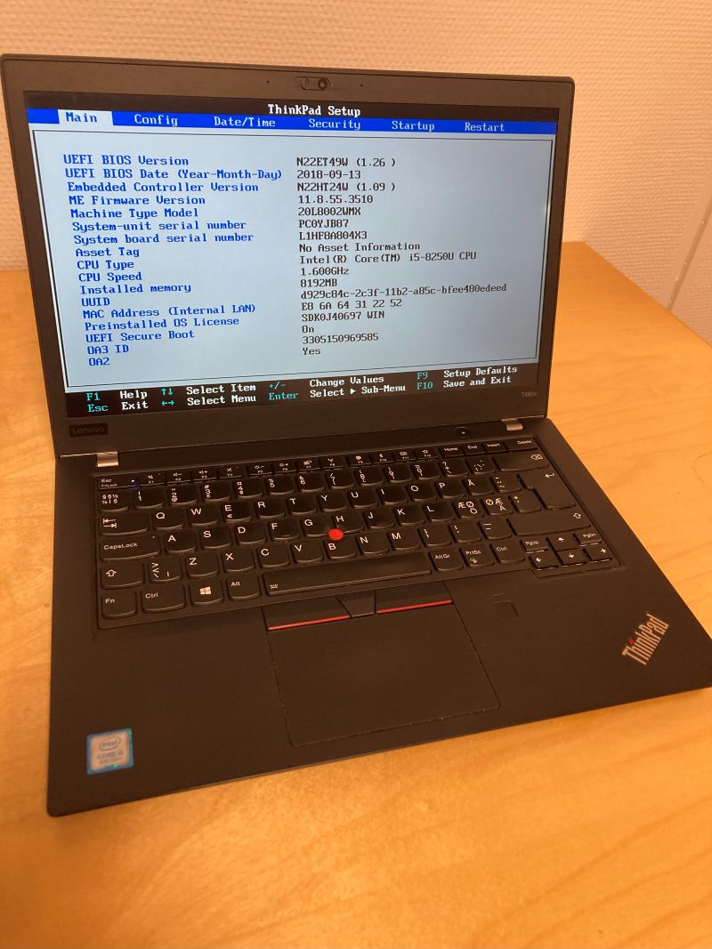 Lenovo Thinkpad T480s I5-8350U 16/256GB